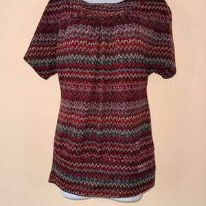 Red and Black Patterned Knit Skirt